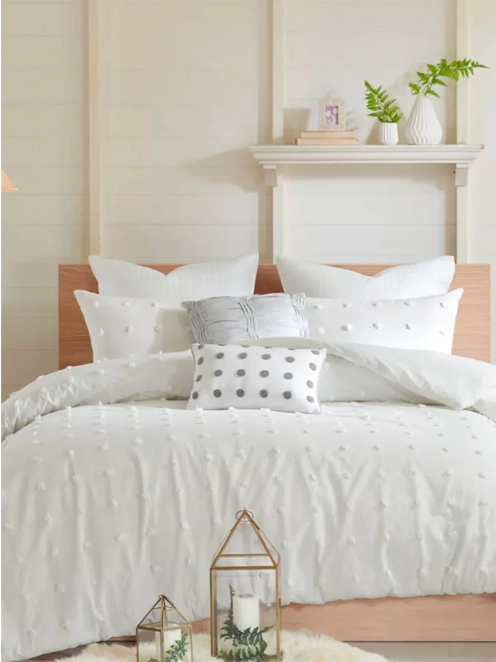 NEW Urban Habitat Cream and Gray Polka Dot Duvet Cover Set